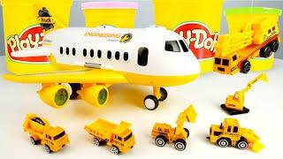 Машины-помощники: Самолет привез рабочие машины строить песочницу. Игры с пластилином Плей До