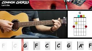 Let It Be - The Beatles | EASY GUITAR CHORDS | Common Chords