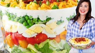 Seven Layer Salad with the BEST Dressing Ever  The Ultimate Potluck Recipe!