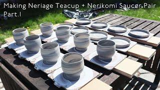 Making Ceramic Neriage Teacup + Nerikomi Saucer Part.1