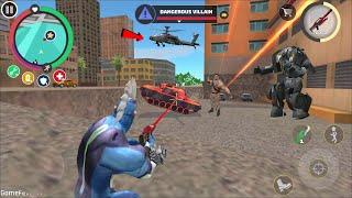 Rope Hero Vice Town (Rope Hero Destroy Army Tank) Army Tank Jumped on Dangerous villain - HD