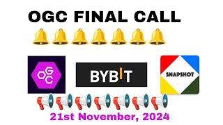 OGC FINAL CALL : SNAPSHOT COMING