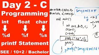 printf statement in C || Data type Variables and Operators || Day 2 || Readersnepal