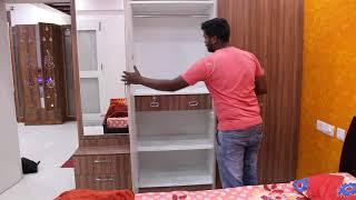 Wardrobe Design For Bedroom With Mirror | Woodlab Interiors | Best Interior Designers In Bangalore