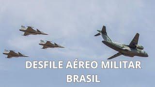 Aviones F-39 Gripen  y KC-390 desfilando en Brasil