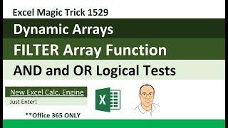 Excel Dynamic Arrays: FILTER Array Function AND & OR Logical Tests (Excel Magic Trick 1529)