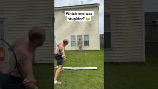 Which one is stupider? #sports #funny #trickshot #comedyskit #dodgeball #stunt