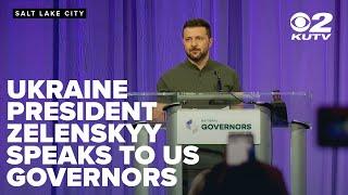 Ukraine President Volodymyr Zelenskyy speaking at National Governors Association meeting in Utah