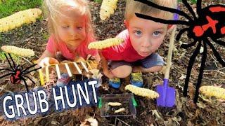 GRUB BUG HUNT for REAL Bugs! LIZARD, Grubs, BEETLES, Worms, FIRE ANTS, Spiders & MORE for KIDS!!