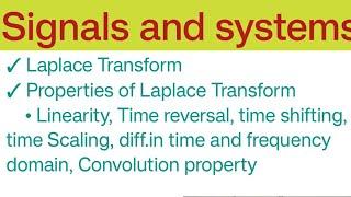 | Properties of Laplace transform |