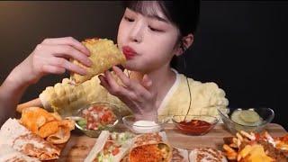 Boki ASMR cheesy Taco Bell burrito quesadillas mukbang bites only