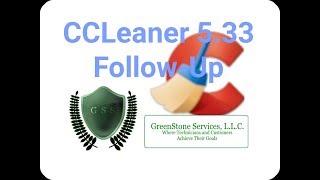 CCLeaner 5.33 Follow Up  9-21-2017