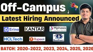 Mphasis, Kantar, Rupeek Off Campus Latest Hiring | 2020-2022, 2023, 2024, 2025, 2026 BATCH