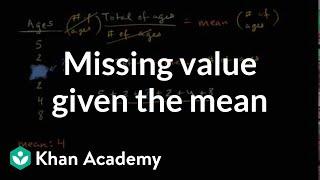 How to find a missing value given the mean | Data and statistics | 6th grade | Khan Academy