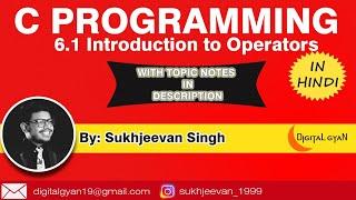 6.1 Introduction to Operators in C |In Hindi| Digital Gyan