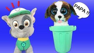 Patrulla canina juguetes español: Rocky y el nuevo bebe cachorro.Aprende a reciclar con paw patrol