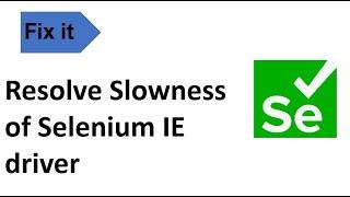 How to Resolve Slowness of Selenium IE driver