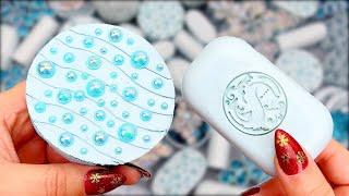 ODDLY SATISFYING ASMR VIDEO CRUSHING FOAM SOAP GLITTER BOXES with starch clay cracking 바삭한  소리 예술