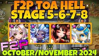 F2P TOA HELL STAGE 5 6 7 8 (GIOU PARJANYA HONGYEON CAMILLA) OCTOBER NOVEMBER 2024 SUMMONERS WAR