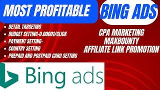 How to Create Bing Ads With CPA Marketing, budget settings, payment settings, Details targeting