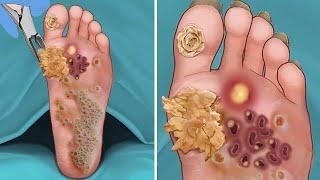 ASMR | Best Way to Take Care Feet-Remove Dead Skin & Mold on Feet| Remove Warts , Calluses Animation