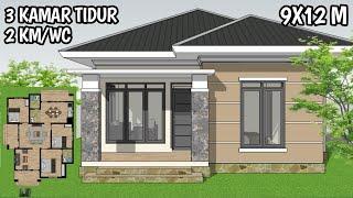 Desain Rumah 9x12 Meter 3 Kamar Tidur 2 Kamar Mandi