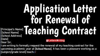 Application for Renewal of Teaching Contract | Letters Writing