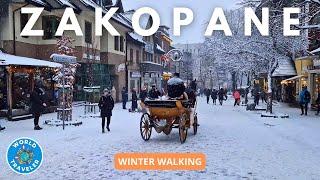 Winter 4K Walking Tour of Zakopane, Poland - The Most Beautiful Mountain Town: January 2024