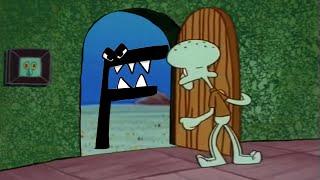 Squidward kicks Letter F from Alphabet Lore out of the house