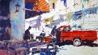 Advanced Watercolor Demo - Street Corner Café, Alexandria Egypt