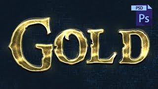 3D Shiny Gold Text Effect in Adobe Photoshop CC Tutorial | Full HD