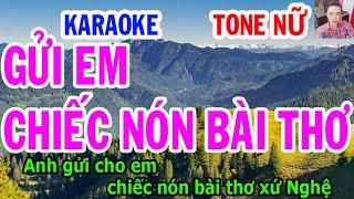 Karaoke Gửi Em Chiếc Nón Bài Thơ Tone Nữ  Nhạc Sống  gia huy karaoke