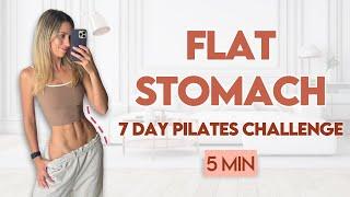 5 min Tight Waist & Flat Stomach Pilates | At Home 7 Day Challenge