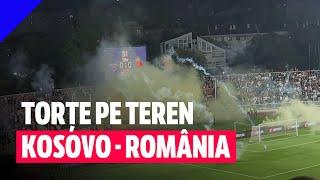 Suporterii kosovari au aruncat torțe pe teren | Kosovo - România | GOLAZO.ro