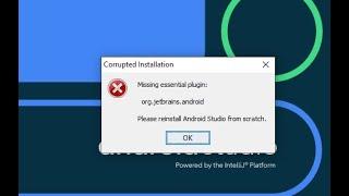 Missing essential plugins:+com.android.tools.design+org.jetbrains.android