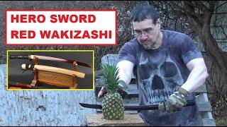 Hero Sword Red Damascus Wakizashi ($130) Deadly Back-Up Sword of The Samurai, Close Combat Weapon