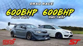 600HP 4WD FORD FOCUS ST v 600HP SUBARU IMPREZA STI: DRAG RACE