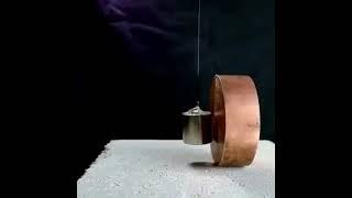 Copper is not magnetic, but creates resistance in the presence of a strong magnetic field, as a re