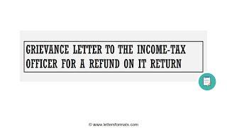 How to Write a Grievance Letter to IT Dept for Income tax Refund