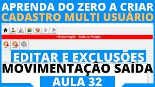 Editar e Excluir Movimentação Saida do Estoque Via VBA | Cadastro do Zero Multi Usuario 32