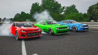 Forza 7 Drag Race! - Ford Mustang GT500 VS Dodge Challenger SRT Hellcat VS Chevrolet Camaro ZL1!!!