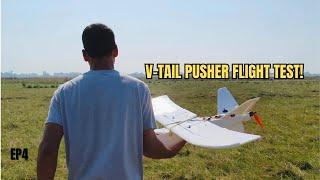 V-Tail Pusher RC Plane | EP4 First Flight Test! @INDIRC1