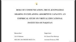 Complete Overview of Thesis | MS & MPhil Study | Quantitative Research | SPSS Amos Software  (L23/10