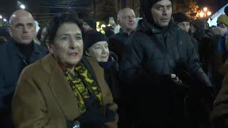 Pro-Western Zourabichvili attends Tbilisi opposition rally as new president elected