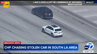 CHP chase stolen car in South Los Angeles area