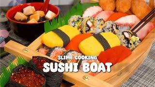 Satisfying Slime Cooking ASMR | SUSHI BOAT