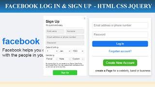 How to make Facebook Account  ||  Design Facebook Log In & Sign Up Account using HTML CSS JQUERY
