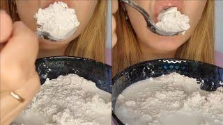 ASMR | chalk crumbles in water eating with spoon | wet chalk eating | clay eating | chalk eating