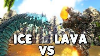 ARK Survival Evolved - QUEEN ICE WORM VS KING LAVA GOLEM! RAGNAROK BOSSES BATTLE & MORE - Gameplay