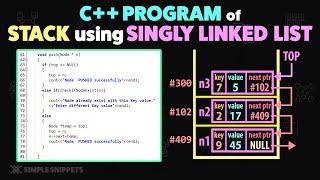 C++ PROGRAM to Implement STACK using SINGLY LINKED LIST | (FULL CODE) | Data structures & Algorithms